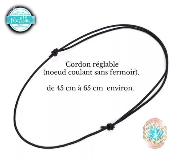 cordon cuir noir nœud coulant sans fermoir création MaLitho de chez Bijoux, pierres et bien-être