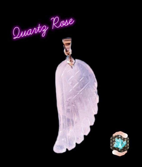Pendentif AILE D'ANGE GARDIEN de PROTECTION  en pierres naturelles D'OEIL DE TIGRE, DE QUARTZ ROSE ou D' AMÉTHYSTE de chez BIJOUX, PIERRES ET  BIEN-ETRE – Image 3