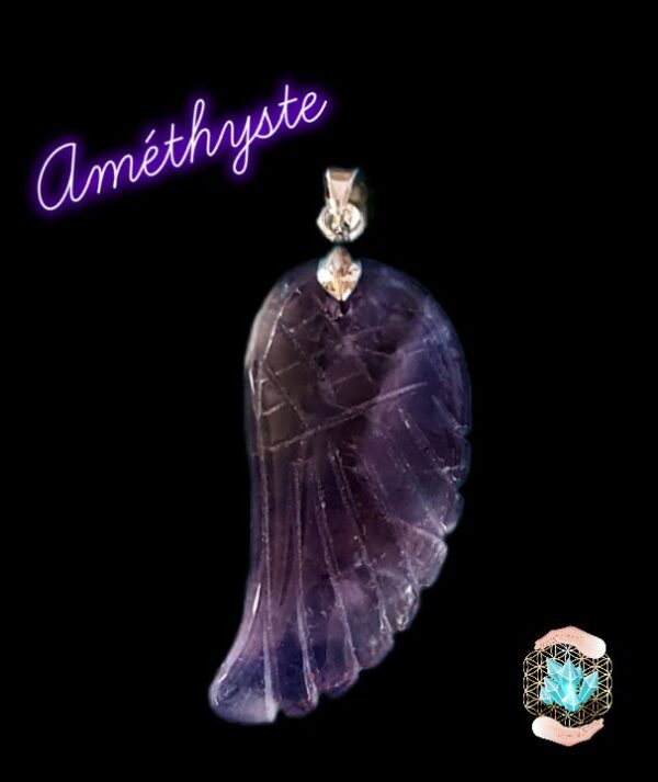 Pendentif AILE D'ANGE GARDIEN de PROTECTION  en pierres naturelles D'OEIL DE TIGRE, DE QUARTZ ROSE ou D' AMÉTHYSTE de chez BIJOUX, PIERRES ET  BIEN-ETRE – Image 4