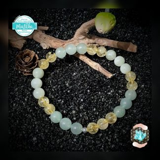 Bracelet CHANCE, JOIE, BONHEUR, ABONDANCE en CITRINE et AVENTURINE  NATURELLE qualité EXTRA chez Bijoux, pierres et bien-être création MALITHO''.