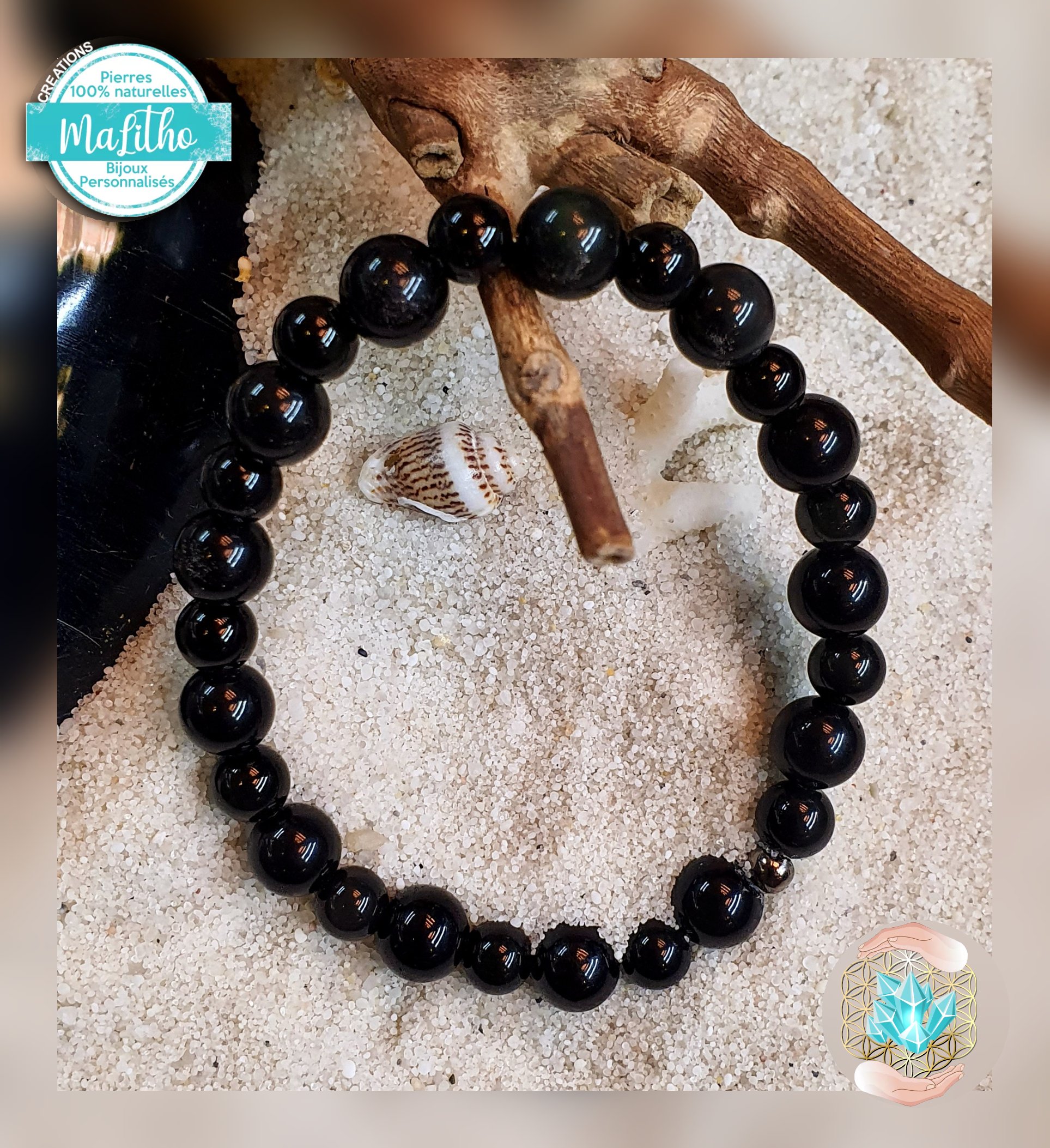 Bracelet de PROTECTION OBSIDIENNE ARC-EN-CIEL OEIL CÉLESTE de chez Bijoux pierres et bien-être.